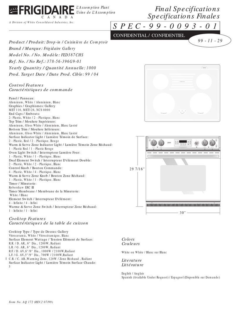 Frigidaire FED387CHS Specifications