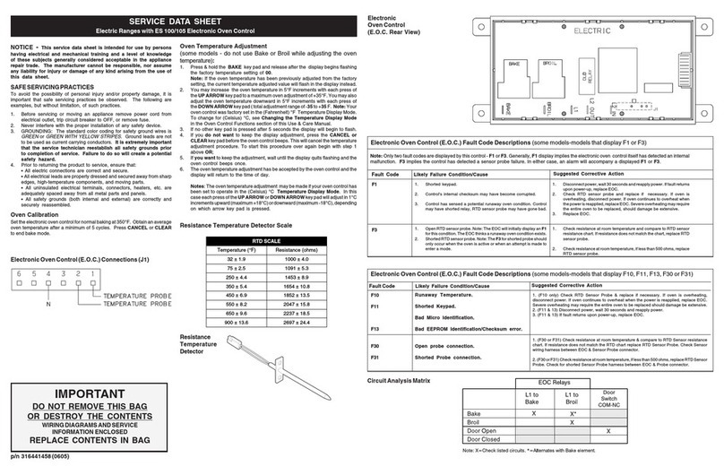 Frigidaire FEF339FSC Service data sheet