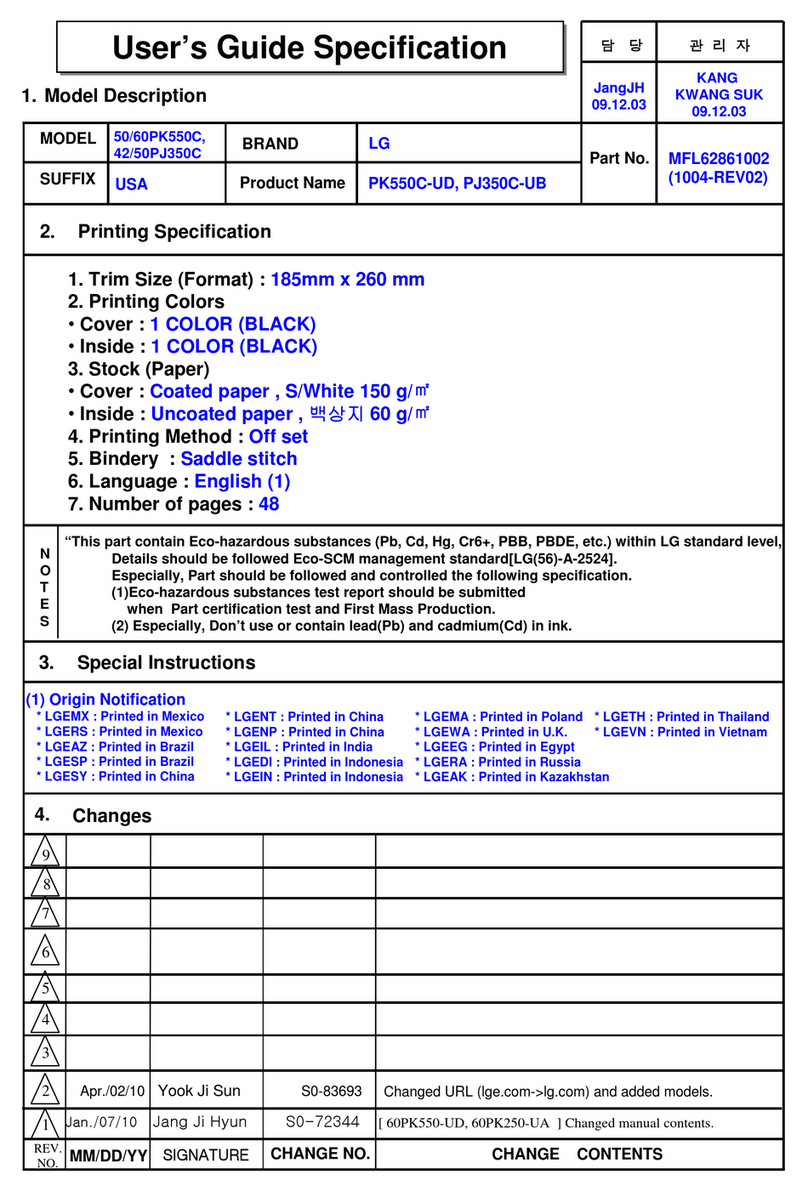 LG 50PK540 User manual