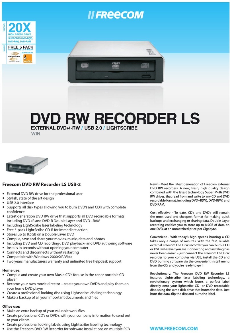 Freecom DVD RW Recorder LS Specifications