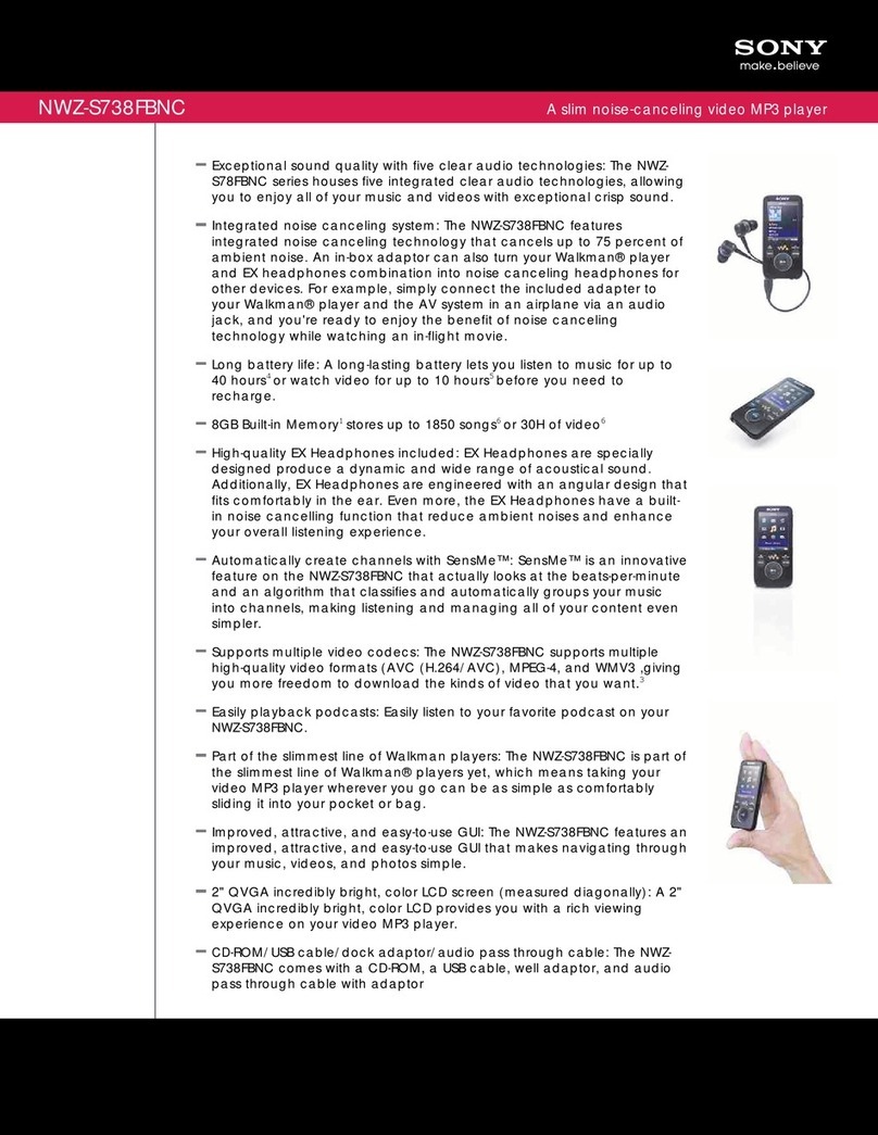 Sony NWZ-S738FBNC - 8gb Walkman Video Mp3 Player User manual