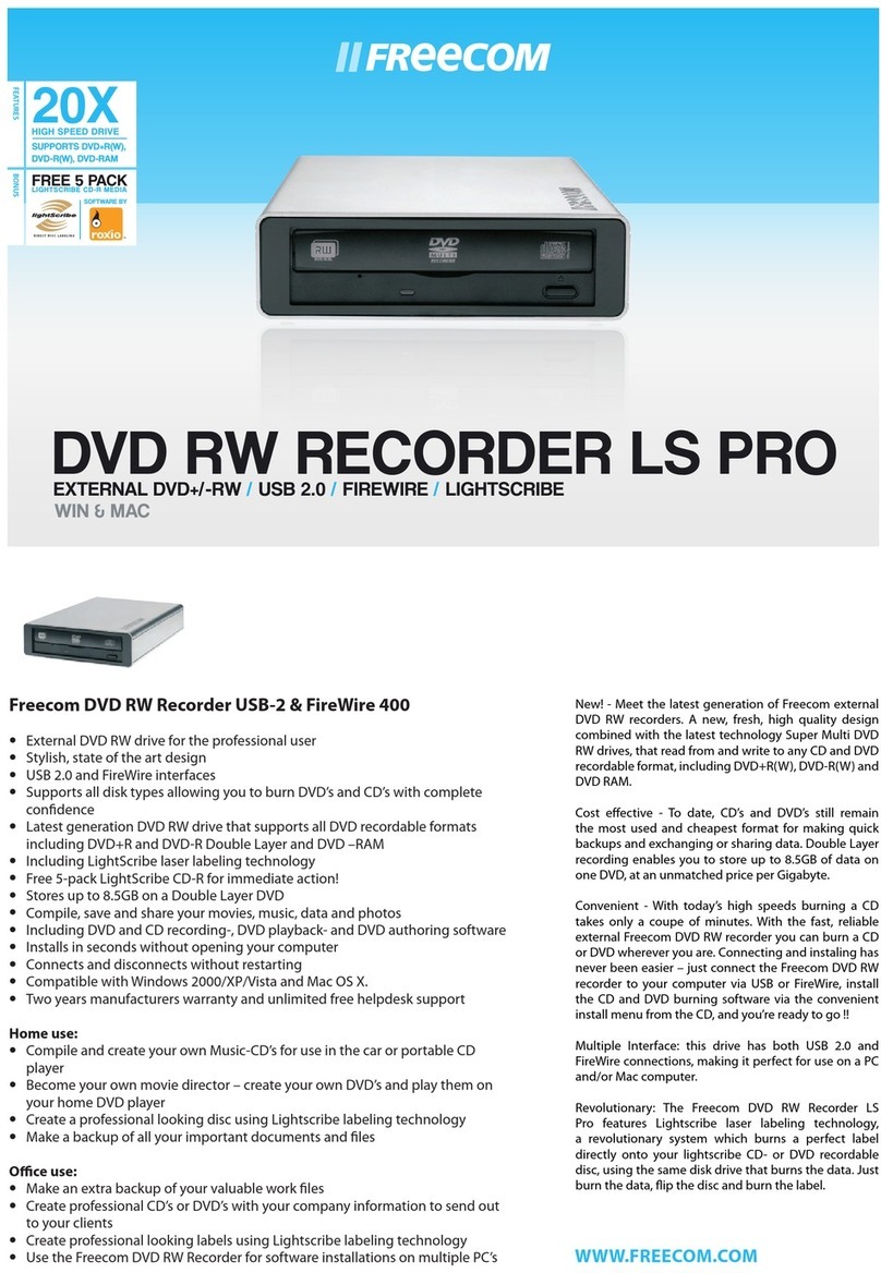 Freecom MOBILE DVD RW RECORDER LS PRO Specifications