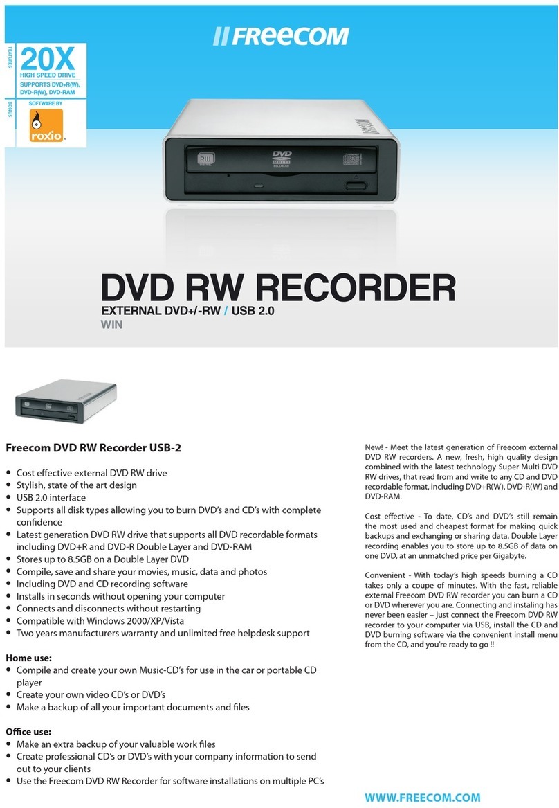 Freecom DVD RW Recorder Specifications