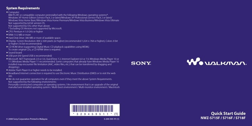 Sony NWZ-S716FRNC - 4gb Walkman Video Mp3 Player User manual
