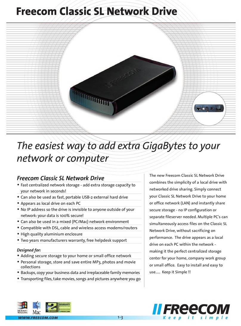 Freecom CLASSIC SL NETWORK HARD DRIVE Specifications