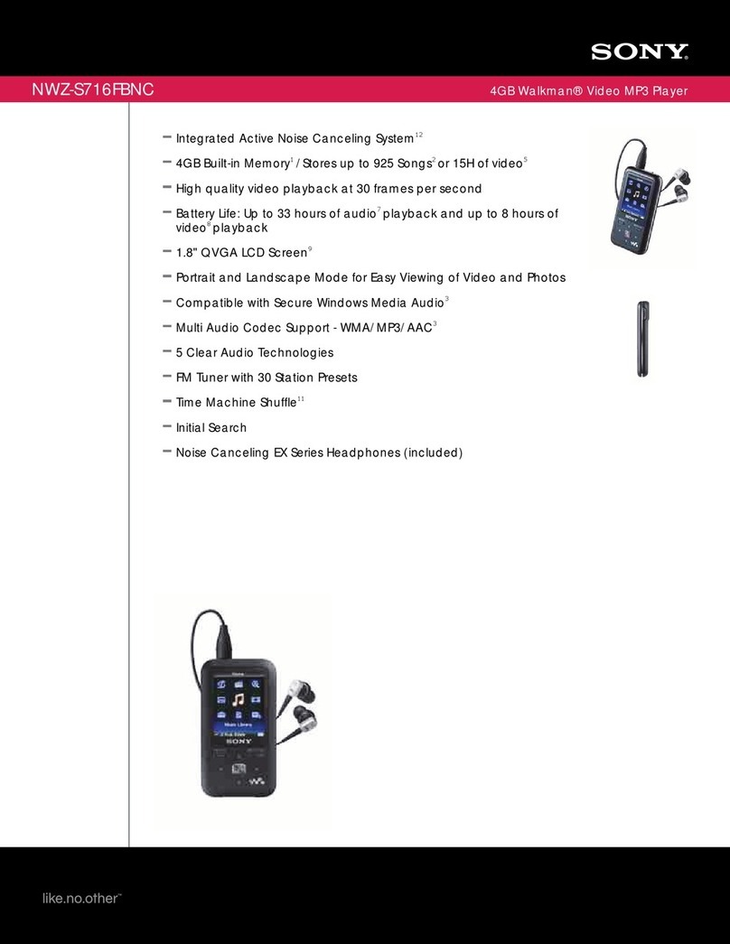 Sony NWZ-S716FBNC Marketing Specifications... User manual