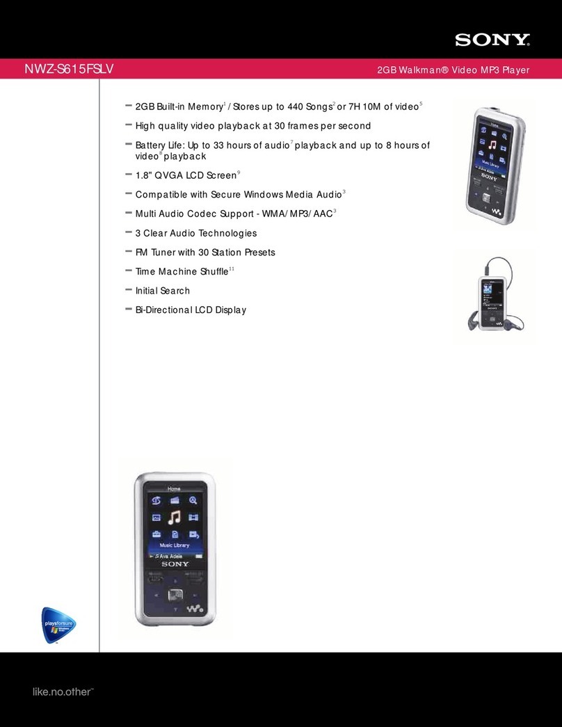 Sony Walkman NWZ-S615FSLV Specifications