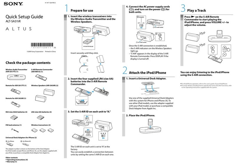 Sony ALT-SA31iR Quick setup guide