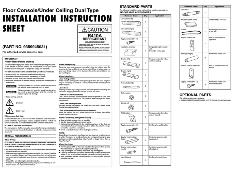 Friedrich MS24Y3F Installation instruction sheet