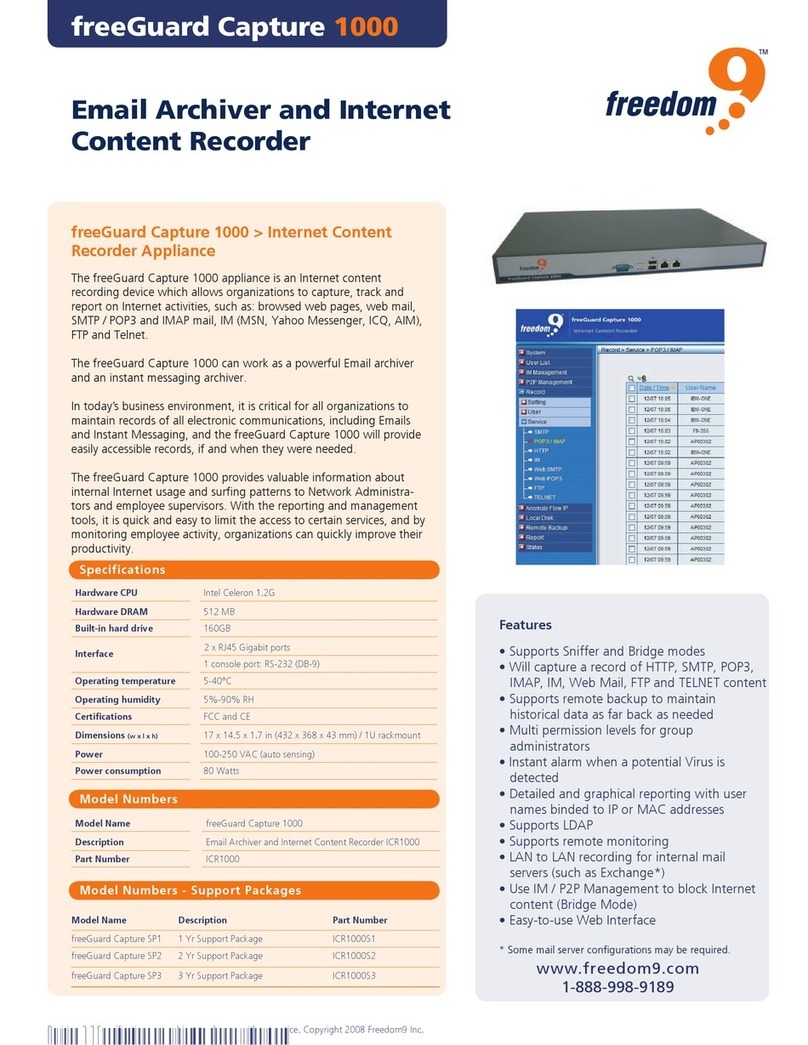 Freedom9 freeGuard Capture 1000 Specifications