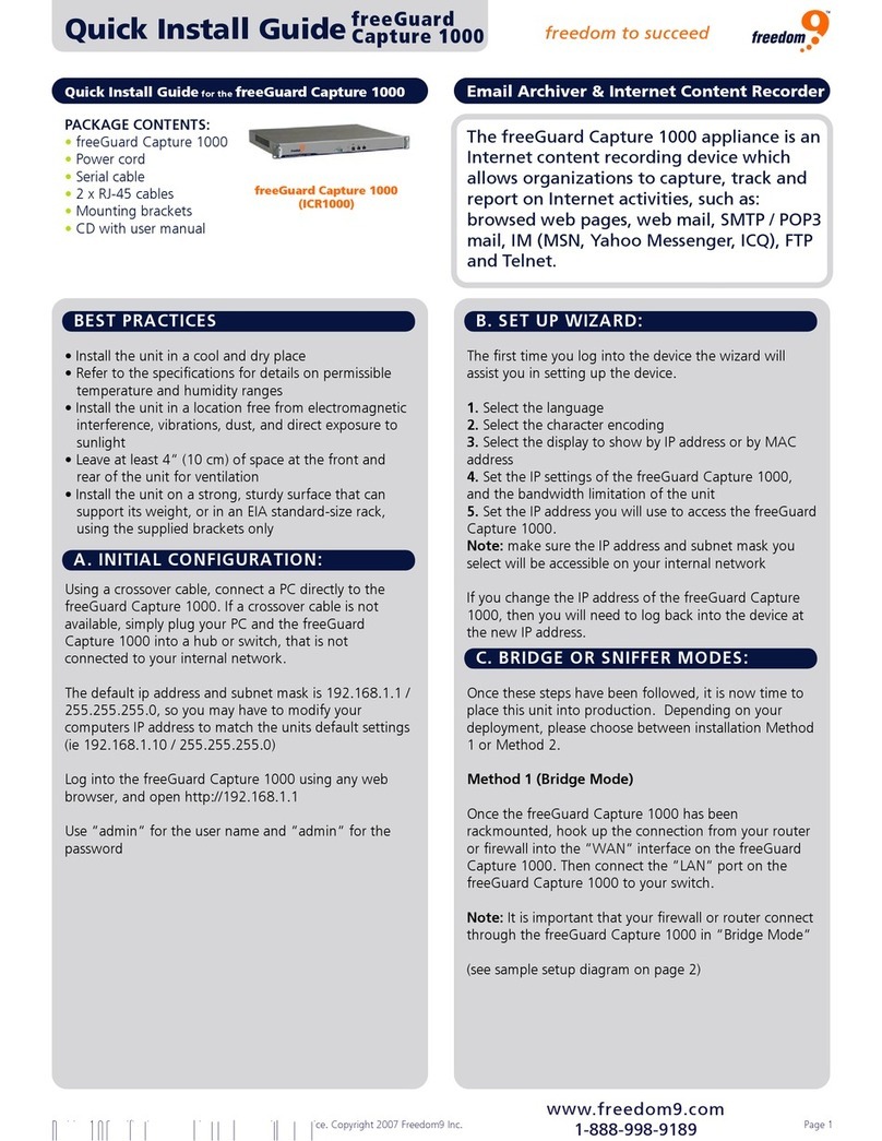 Freedom9 freeGuard Capture 1000 User manual