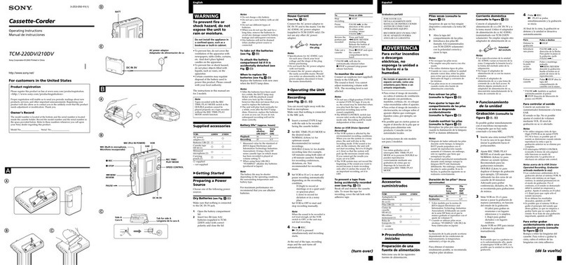 Sony TCM-210DV Operating Instructions  (primary... operating instructions