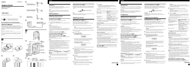 Sony Pressman TCM-50DV operating instructions