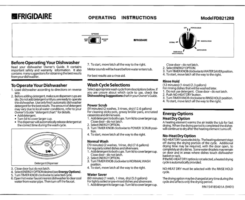 Frigidaire FDB212RB operating instructions
