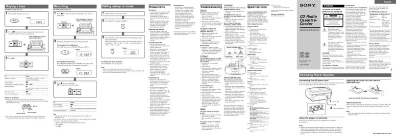 Sony CFD-S26 - Cd Radio Cassette-corder User manual