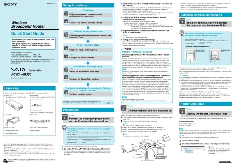 Sony Vaio PCWA-AR300 User manual