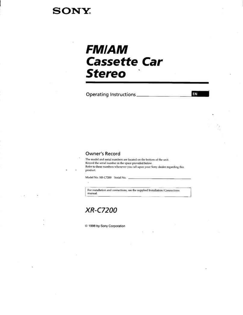 Sony XR-C7200 - Fm/am Cassette Car Stereo operating instructions