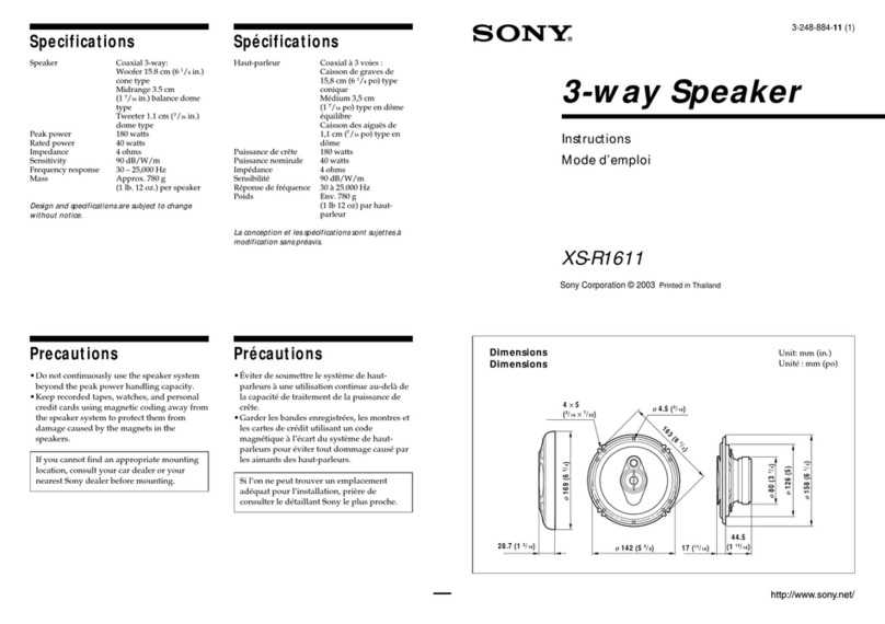 Sony XS-R1611 Primary instructions