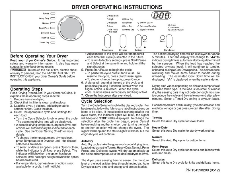Frigidaire AEQ7000CES1 operating instructions