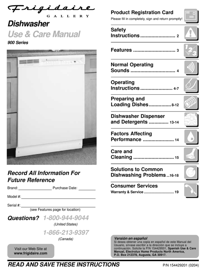 Frigidaire PLDB999AC0 use and care manual