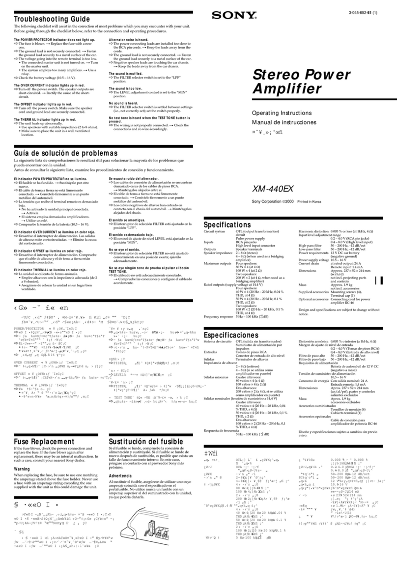 Sony XM-440EX Primary operating instructions