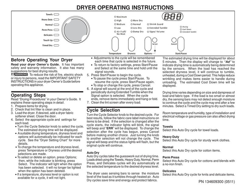 Frigidaire AEQB7000ES0 operating instructions