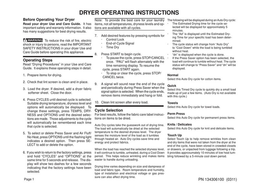 Frigidaire GLGQ942CS0 User manual