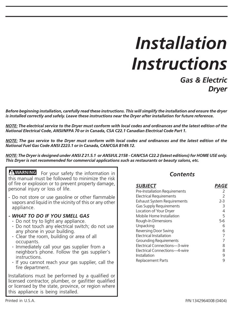 Frigidaire GLGR642AS5 installation instructions