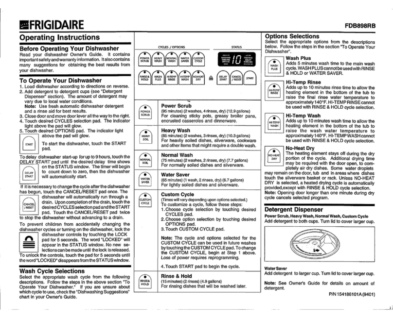 Frigidaire FDB898RB User manual