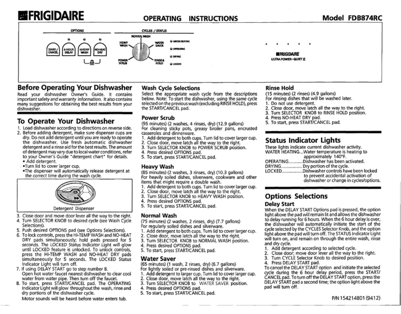 Frigidaire FDB874RC User manual