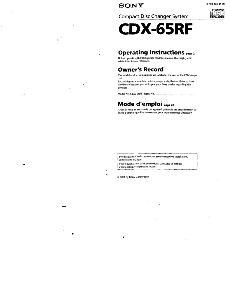 Sony CDX-65RF - Cd Changer User manual