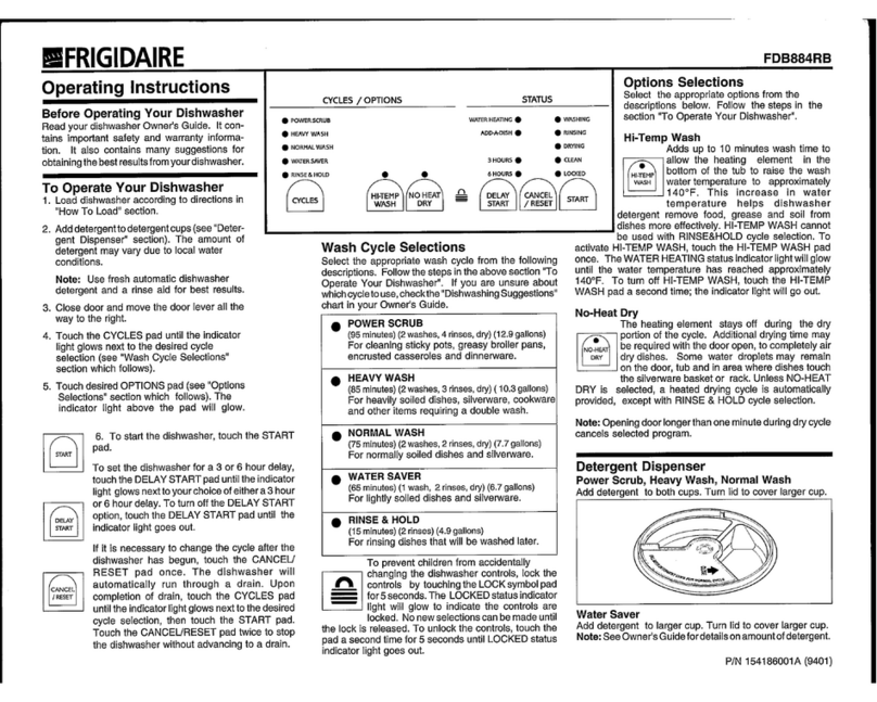 Frigidaire FDB884RB User manual Frigidaire FDB884RB User manual