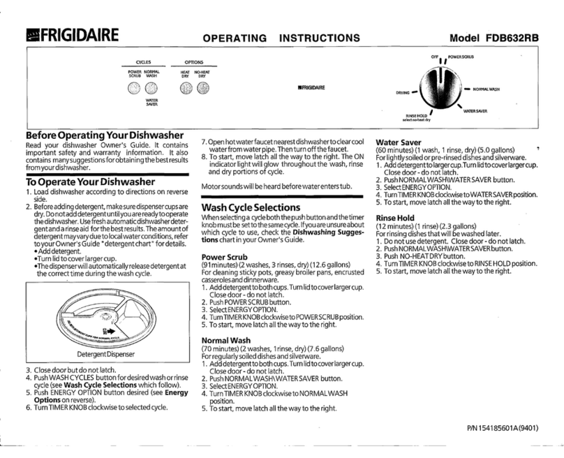 Frigidaire FDB632RB operating instructions