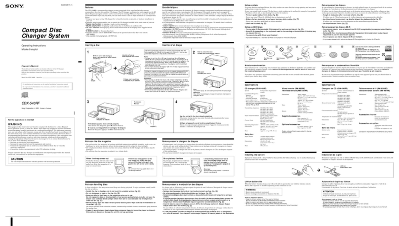 Sony CDX-540RF - Compact Disc Changer System User manual