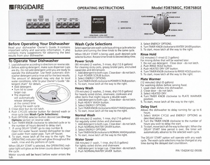 Frigidaire FDB768GD User manual