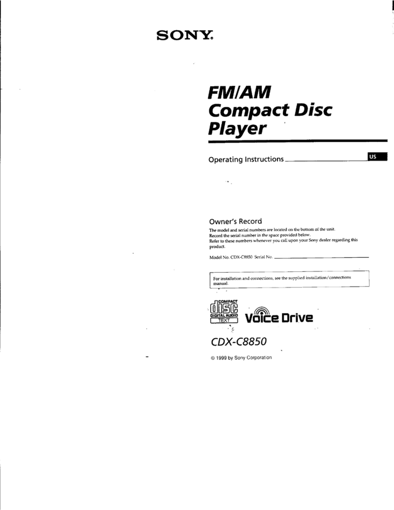 Sony CDX-C8850 - Fm/am Compact Disc Player operating instructions