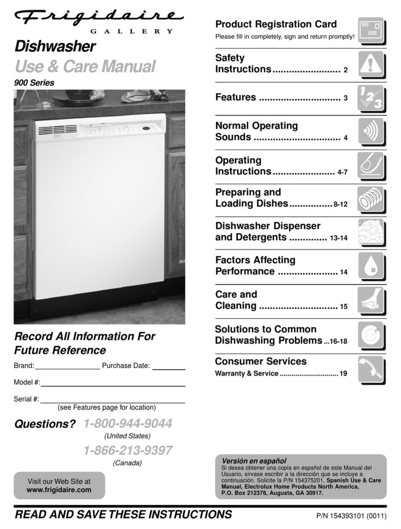 Frigidaire Gallery GLDB958JT1 User manual