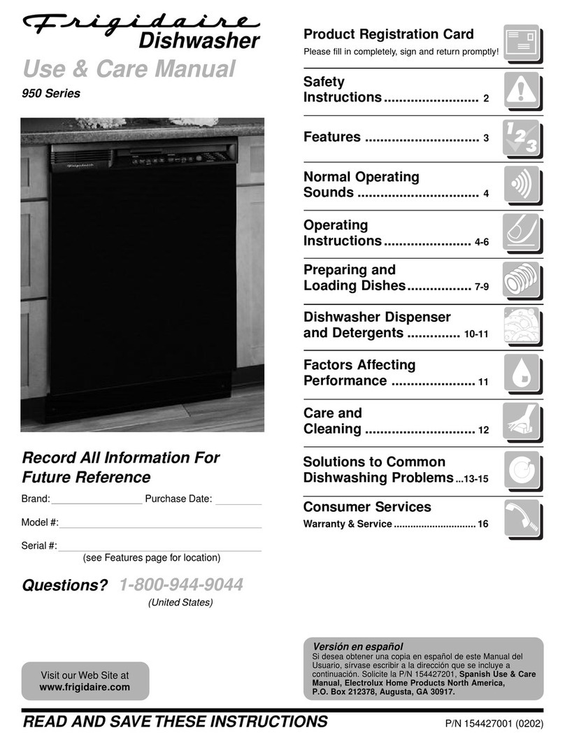 Frigidaire FDBL955BS0 use and care manual