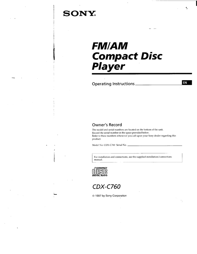 Sony CDX-C760 - Fm/am Compact Disc Player operating instructions