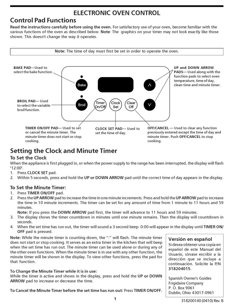 Frigidaire FEB24S2AS - 24" Electric Wall Oven Specification sheet