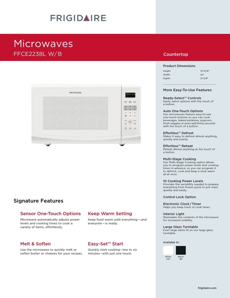 Frigidaire FFCE2238L B Specification sheet