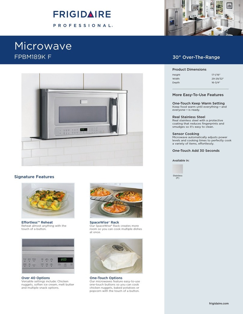 Frigidaire FPBM189KF - Professional Series... Specifications
