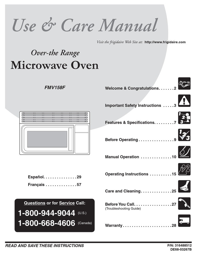 Frigidaire FMV158FM User manual