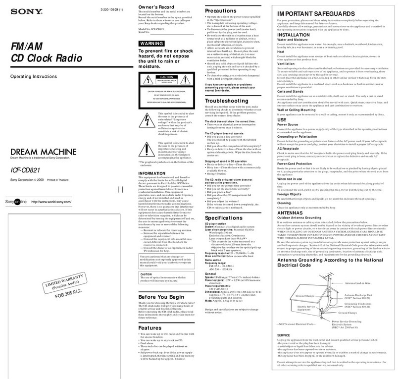 Sony ICF-CD821 operating instructions