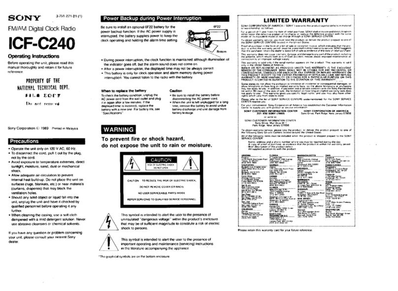 Sony ICF-C240BEIGE Primary User manual