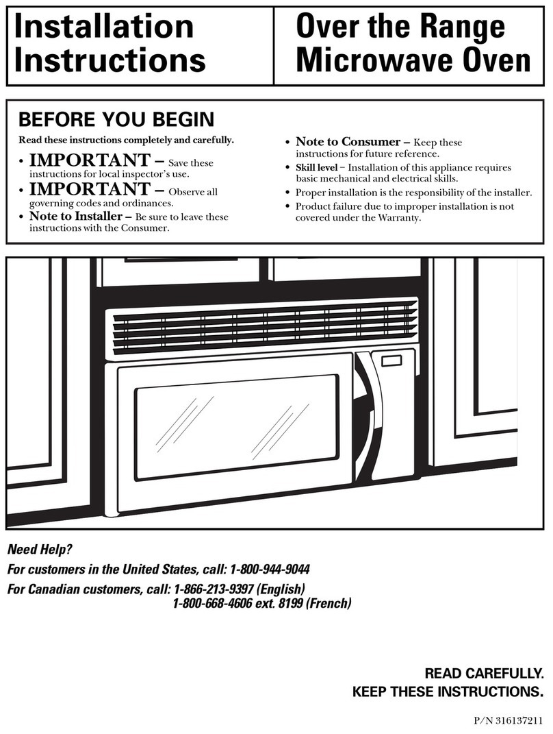 Frigidaire FMV145K installation instructions