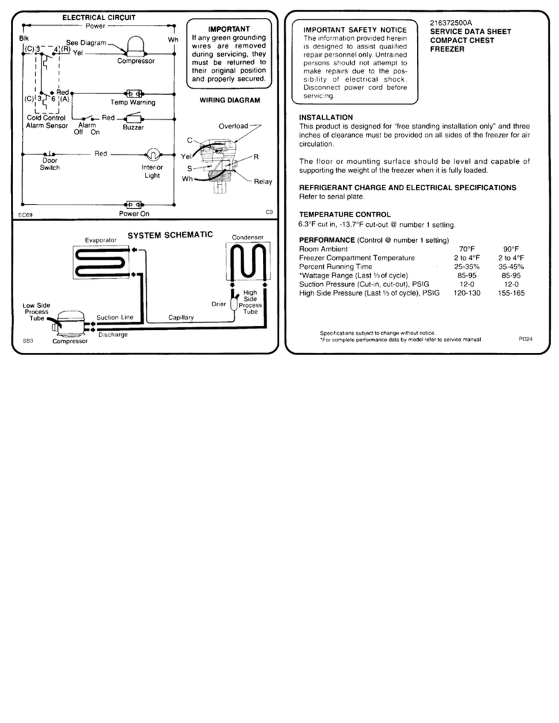 Frigidaire FFC09M5CW4 Service data sheet