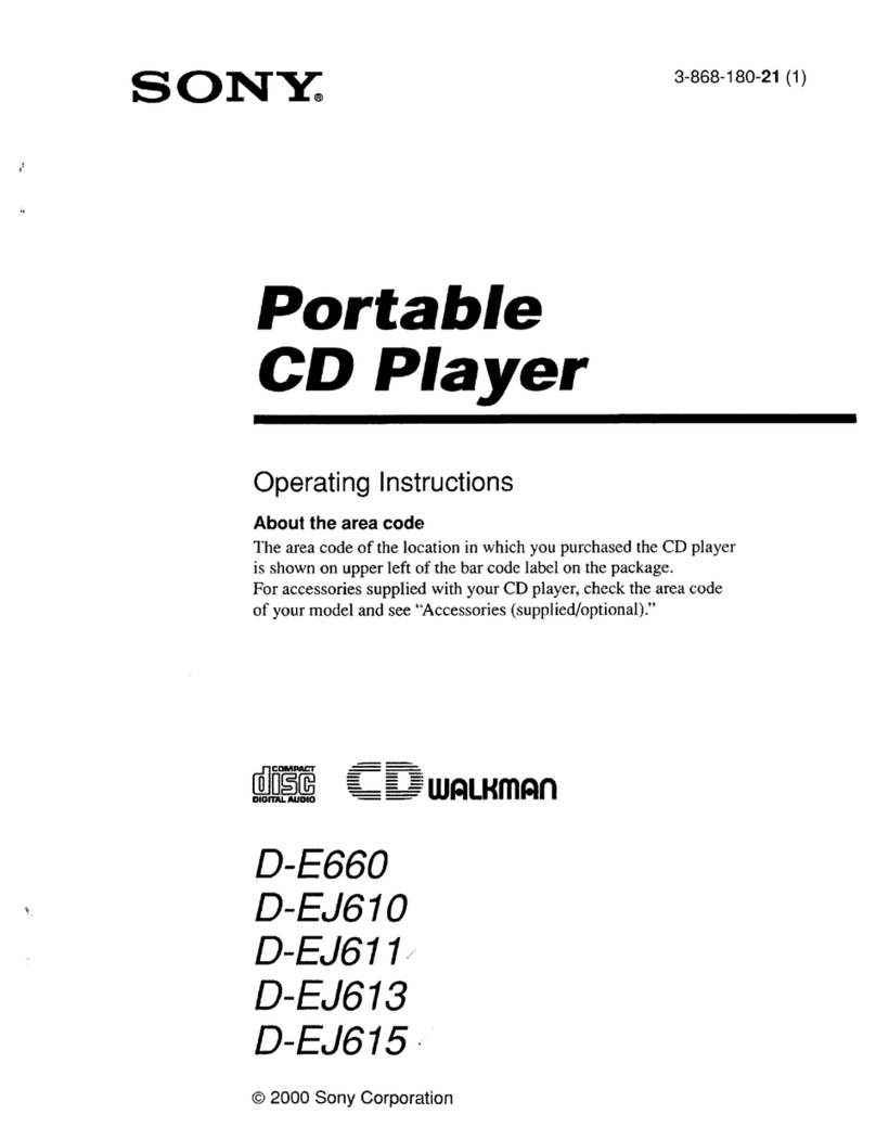 Sony CD Walkman D-EJ611 operating instructions