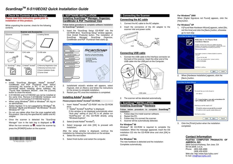 Fujitsu Fi-5110EOX2 - ScanSnap! - Document Scanner User manual