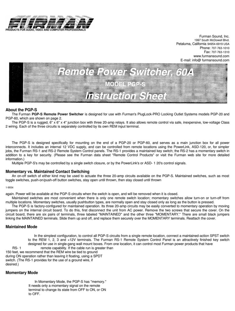 Furman PGP-S instruction sheet